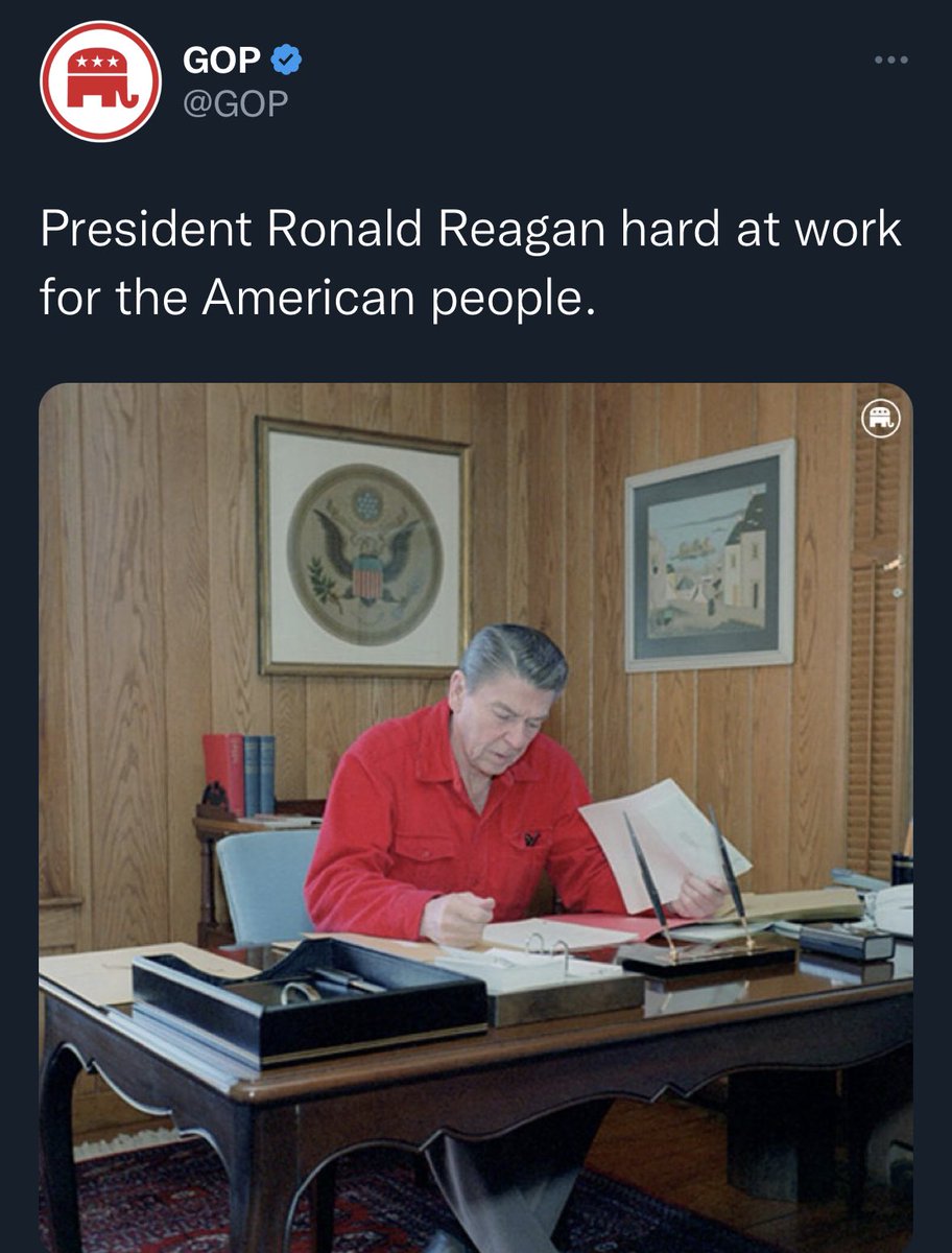 I love that because the last three Republican presidents were such failures The GOP twitter account exclusively posts Ronald Reagan content.