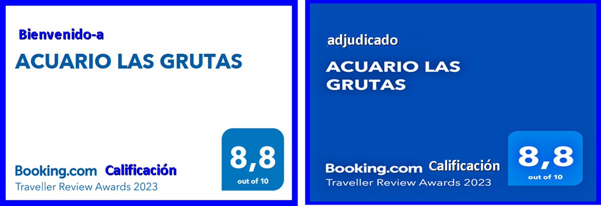 ACUARIO LAS GRUTAS
Calificación Año 2023
Booking.com
#LASGRUTAS
#Booking