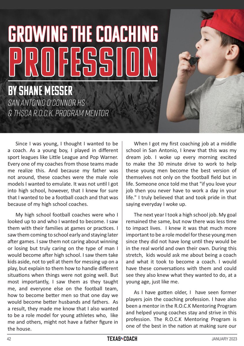 Coach_Messer's tweet photo. Wrote an article that is published in this month's Texas Coach magazine. “Growing The Coaching Profession.”
@THSCAcoaches https://t.co/2VzogDOlAV