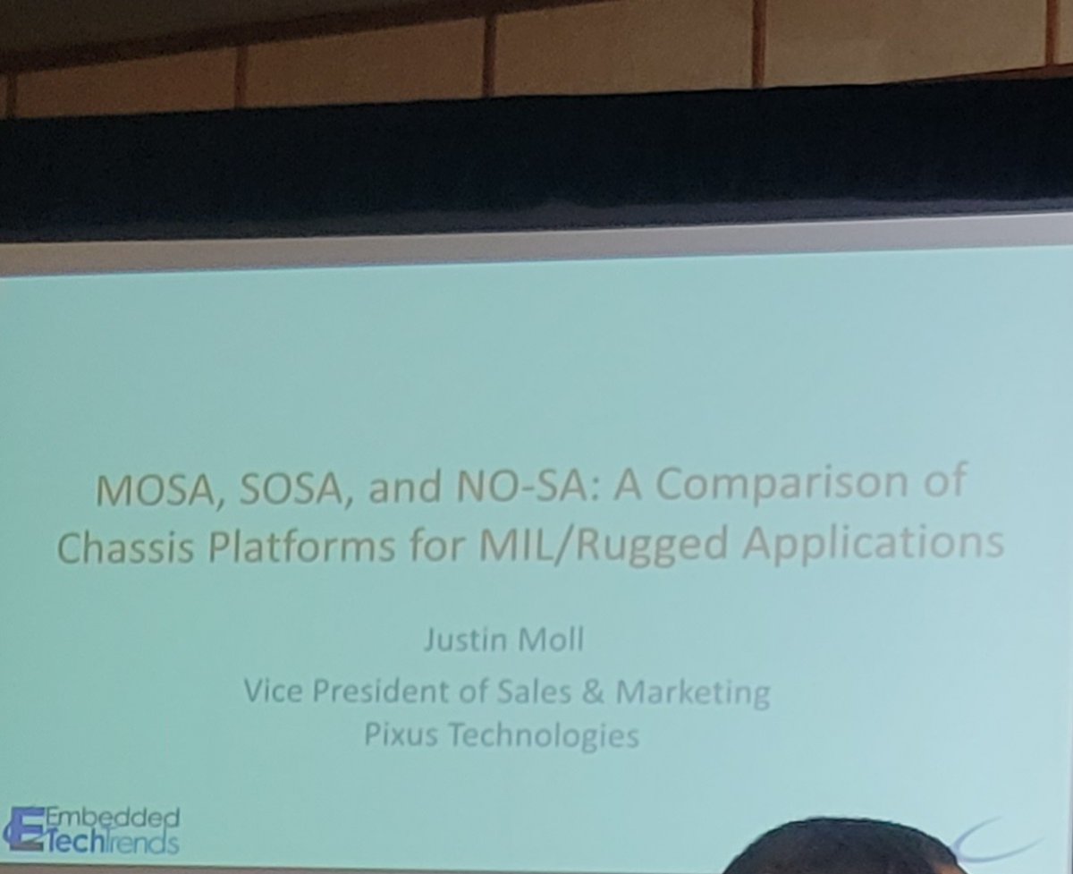 military_cots's tweet photo. Justin Moll of @pixustech  adding another acronym to the plethora we already use! 
#MOSA #SOSA #NOSA #embedded #ETT2023 @VITAStandards #VITAat40 https://t.co/OjcBeEgC9y