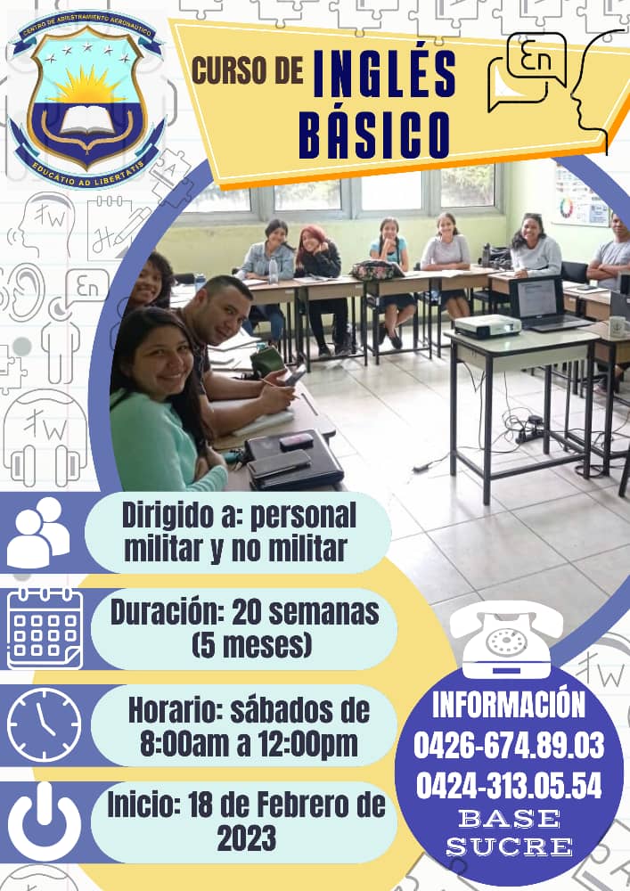 🚨 #ATENCIÓN // ¿Deseas aprender inglés? ¡Esta es tu oportunidad! El Centro de Adiestramiento Aeronáutico @CAA_AMB tiene para tí curso sabatino, con horario flexible para tu comodidad !Únete ya! Contáctanos y prepárate para el futuro!
#ingles #cursosdeingles #idiomaingles