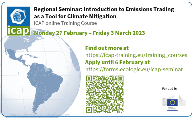#climatepolicy professionals in Latin America & the Caribbean: want to find out more about #EmissionsTrading as a tool for #climateaction - its design & implementation, benefits & pitfalls? Apply now for an introductory @ICAPSecretariat
 online seminar. icap-training.eu/training-cours…