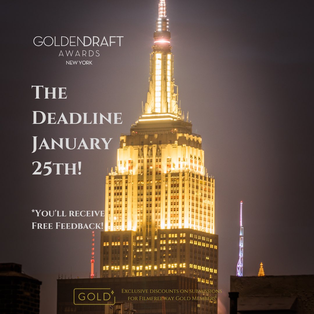 Free Feedback!

1-3 pages of complimentary feedback! Submit via Filmfreeway,
⬇️
Filmfreeway.com/GDA
⬆️
#prewga #wga #writerscommunity #writing #screenwriterlife #creativewriting #shortstory #story #flashfiction #screenplaycontests #screenplaywriter #screenwritertwitter