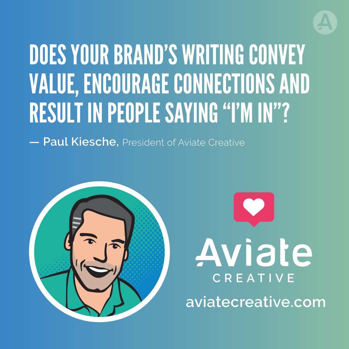 paul_kiesche's tweet photo. Does your brand’s writing convey value, encourage connections and result in people saying “I’m in”?

#targetmarket #userengagement  #firstimpression  #customerpath #buyercontent https://t.co/3VMDG79vv7
