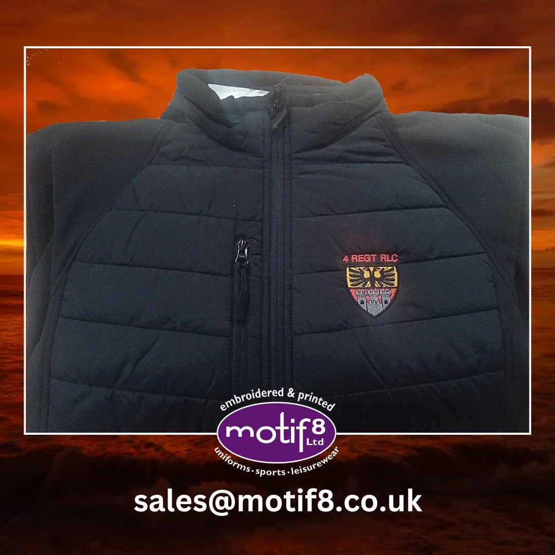 These padded jackets are very popular with our military!

These are going to <a href="/UKArmyLogistics/">The Royal Logistic Corps</a>!

Get your own customised with your own logo (Product Code:r237x) by contacting our sales team:
sales@motif8.co.uk