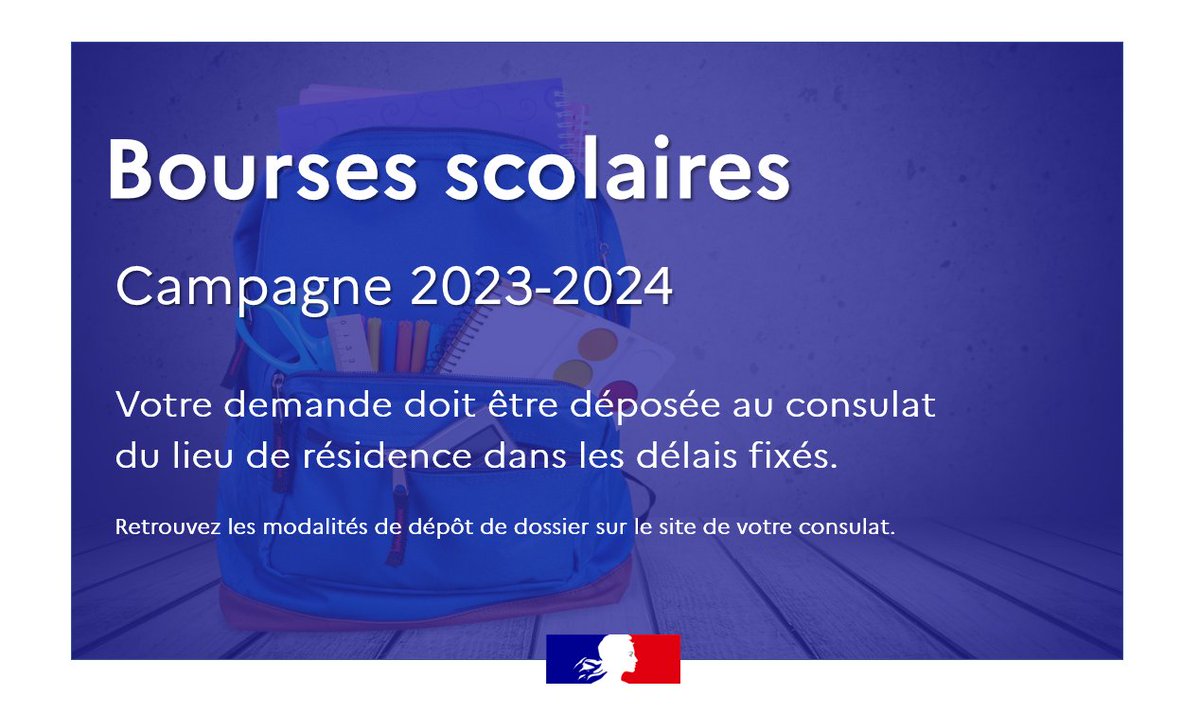 FR_Consulaire's tweet photo. #MardiConseil 📚🎒 | 🇫🇷 Françaises, Français résidant à l'étranger :

📣 La campagne 2023-2024 a déjà été lancée dans de nombreux pays. Consultez le site de votre consulat pour connaitre les modalités et dates de dépôt des dossiers. https://t.co/tbOYcFIauv