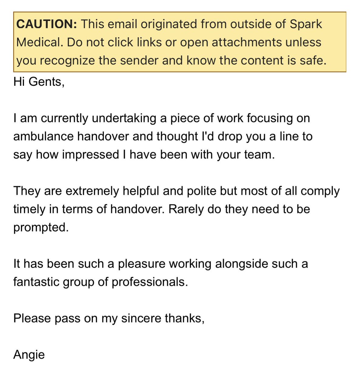 MattJRichards_'s tweet image. Makes myself and the rest of Senior Leadership Team here @Spark_medical so #proud when an email like the below lands! Knowing our #team are striving daily to deliver our #Vision &amp;amp; #Values!