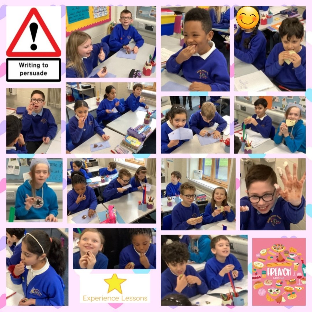 EtchellsPS's tweet image. @janeconsidine 
Year 4 are working hard on persuasive holiday brochures and we are sure you would agree that it would have been downright rude not to sample some delicious French cuisine before writing all about it...! 🇨🇵🧀🫒🥐🎂🍑 #ProfiteroleParty #Cheesetastic #WriteStuff
