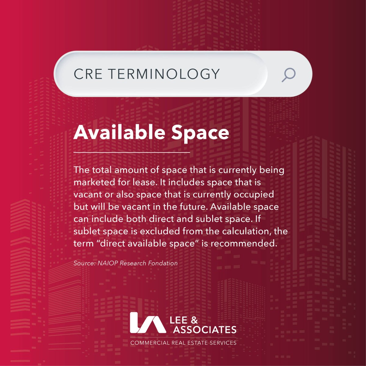 _LeeDenver's tweet photo. 📓 Terminology Tuesday #LeeDenver #LeeAssociates #CRE #ColoradoRealEstate #CommercialRealEstate #Denver #CRETermsExplained #AvailableSpace https://t.co/G8on2XQrYS