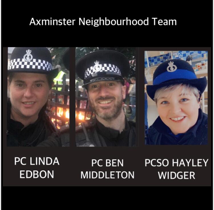 Your #Axminster team is made up of PC's Linda Ebdon and Ben Middleton and PCSO Hayley Widger.
They wholly believe in partnership working and are always keen to make new connections in the local area that can assist them in serving the town. 
#neighbourhoodpolicingdevon