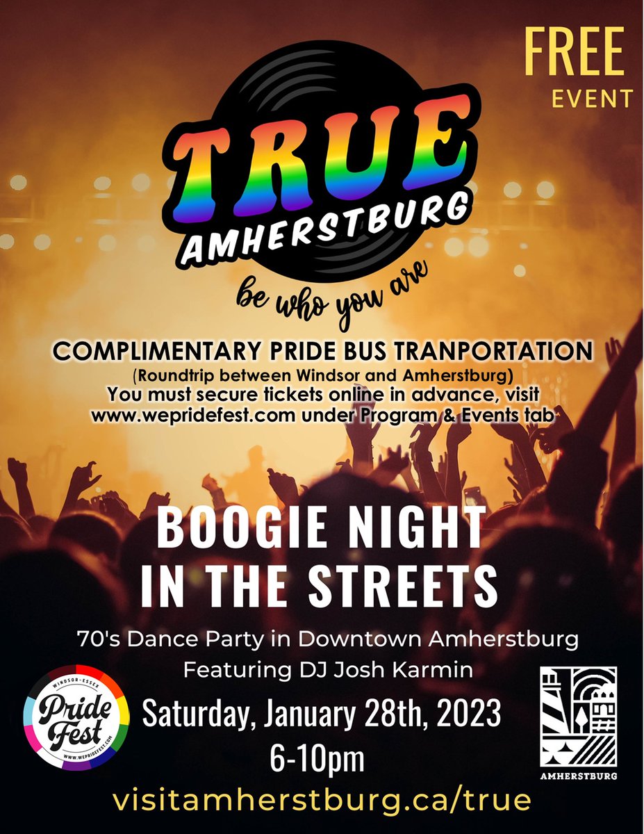 Get on the bus from Windsor to the True Festival this Saturday, January 28,  we've got you TRUELY covered! 

Visit the event page at facebook.com/events/6944476… or click on the link in our bio to reserve your spot!

#wepridefest #windsorpride #visitamherstbug @visitamherstburg