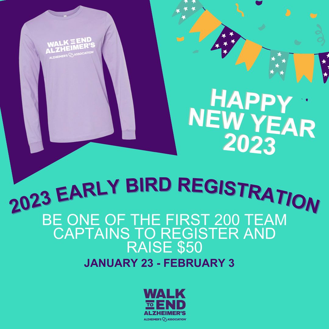 AlzChi's tweet photo. It’s a NEW YEAR and registration for the 2023 walk is open! Anyone who registers and raises $50 by February 3rd will earn this exclusive Walk Long Sleeve Tee. Wear your support and raise awareness for the fight against #Alzheimers. 

Get Started Here: https://t.co/jK8o8nertB https://t.co/zLtJcw89Ur