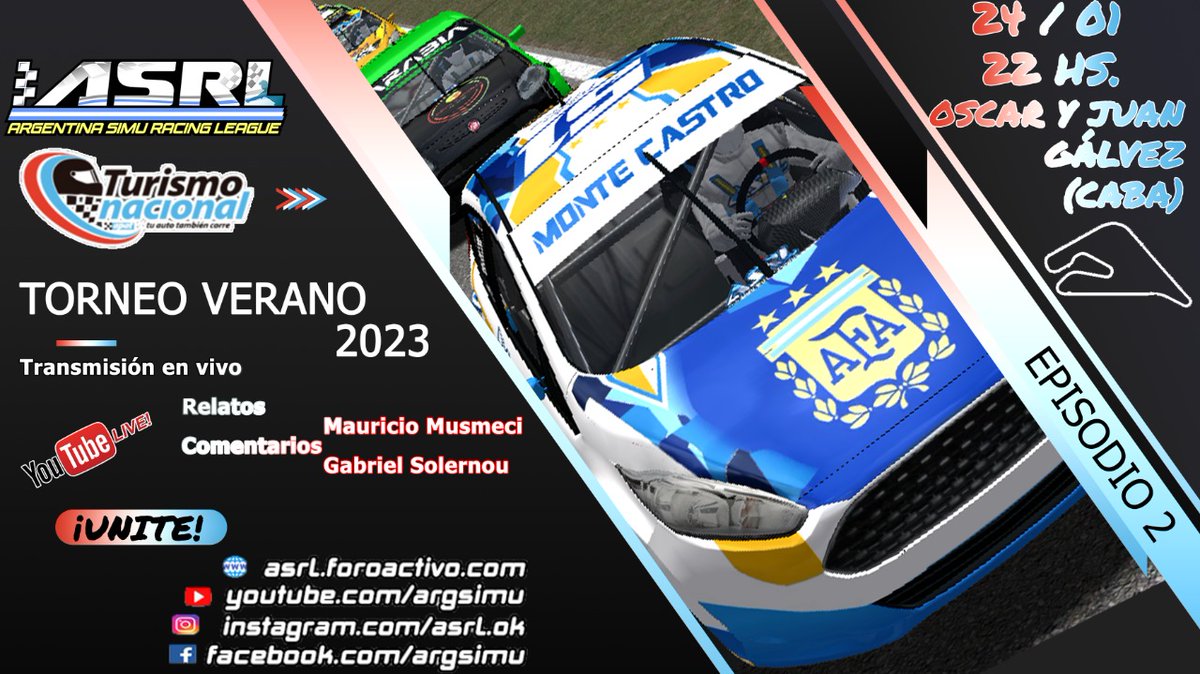 Mauri_Relator's tweet photo. Está noche desde las 22.00hs vivis la segunda fecha del Turismo Nacional clase 2 personalizado que organiza Argentina Simu Racing League 
Y vos podés dusfrutar de este evento en nuestro canal de YouTube
Relatos de @Mauri_Relator
comentarios de Gabriel Solernou https://t.co/8Y32bCblhN