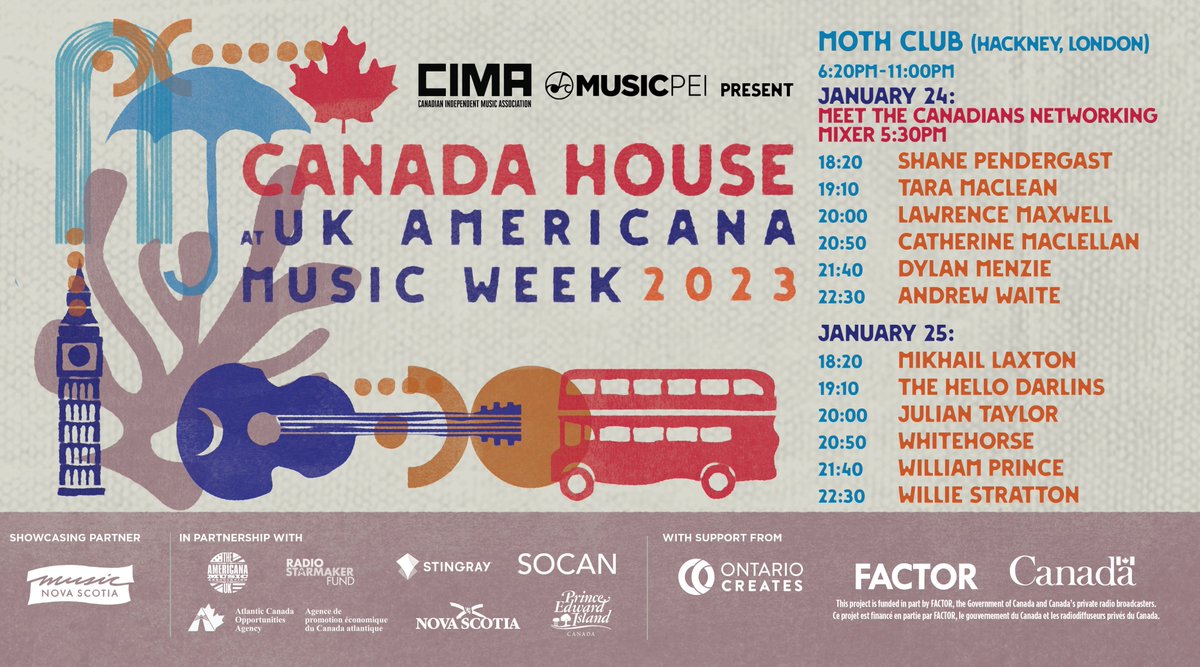 #FACTORfunded - CIMA’s Canada House at UK Americana Music Week is happening today and tomorrow at the Moth Club, Hackney. Check out the stellar list of Canadian artists performing!
