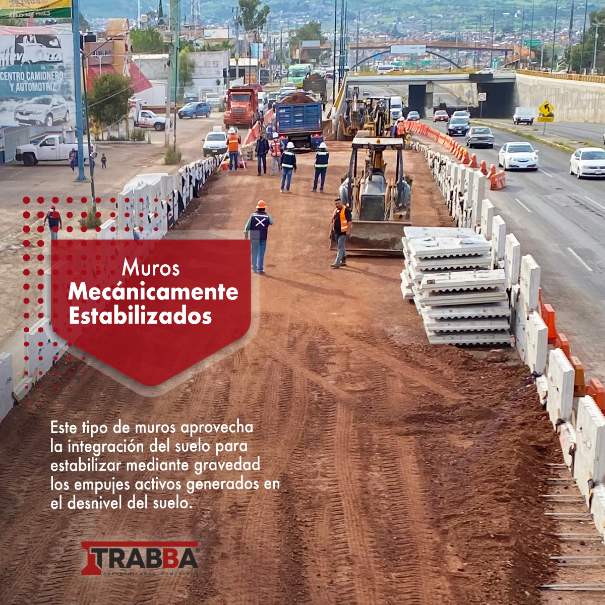 TrabbaC's tweet photo. ¿Sabías que los muros mecánicamente estabilizados se utilizan principalmente como muros de contención en obras de pasos a desnivel donde los espacios son limitados? En general son utilizados para cualquier situación donde sea necesario contener el suelo en un desnivel. https://t.co/n3ll1LwOXU
