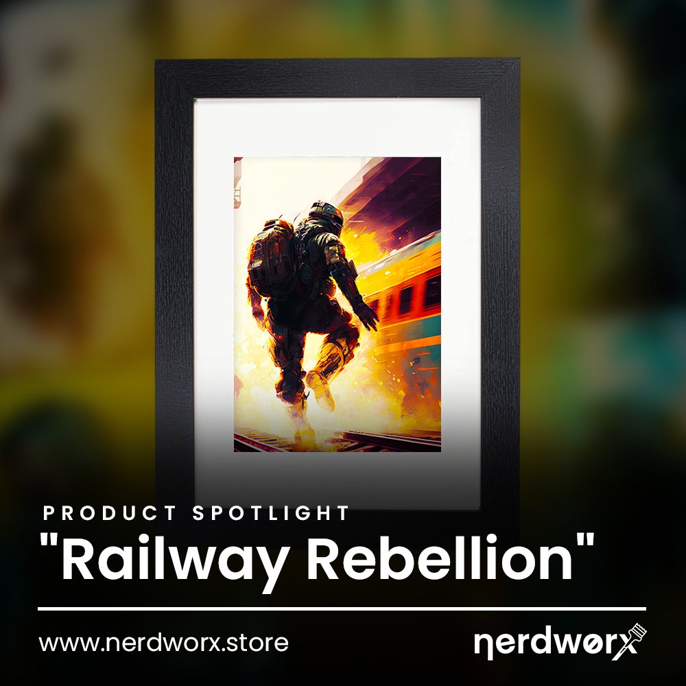 🚨PRODUCT SPOTLIGHT🚨 "Railway Rebellion" from our #FPS collection is one of our product spotlights this week! remember you can get 20% off using code WORX20LAUNCH. These high-quality prints will transform your setup. #artprints #GamingSetup #gamingdecor