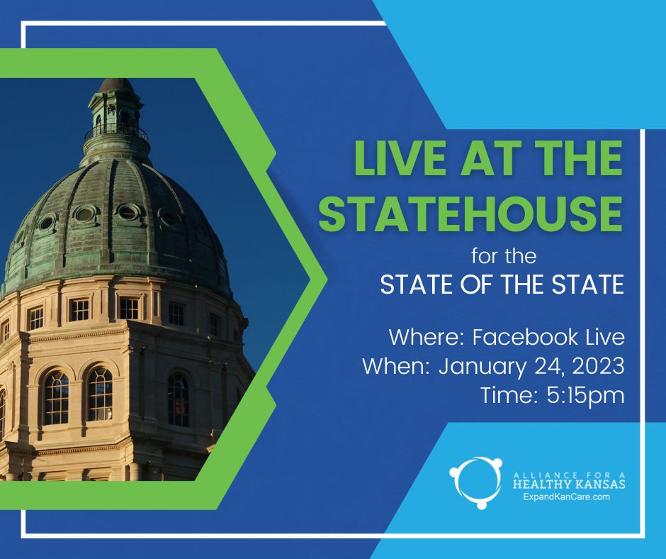 TONITE: Join us for a Facebook Live before <a href="/GovLauraKelly/">Governor Laura Kelly</a>'s State of the State address. We'll talk with advocates &amp; lawmakers about the need to #ExpandKanCare. Then we'll live tweet the speech here. See you there! #ksleg #kansas #kslegislature #ExpandMedicaid #MedicaidExpansion