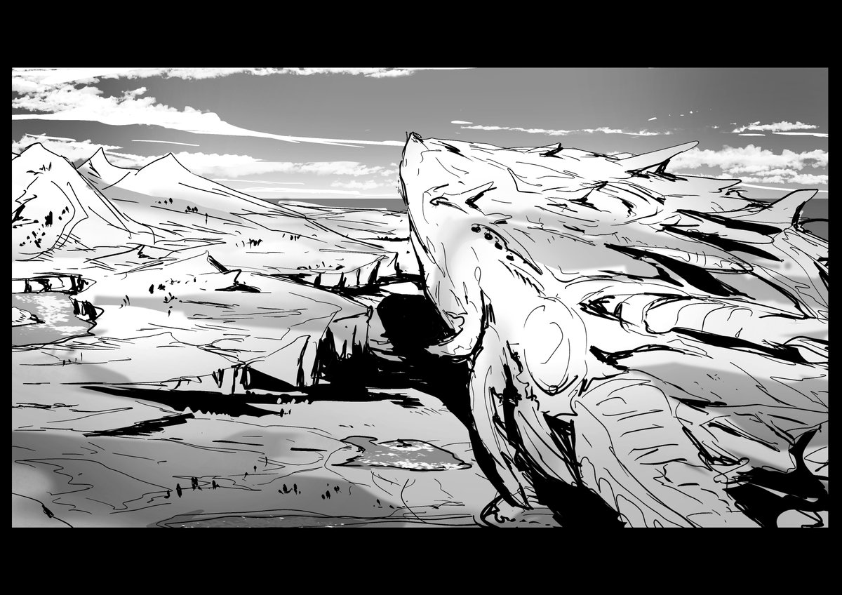 漫画用の背景設定画
ゼノブレ漫画はどうしても見たかったクリア後の世界です...! 