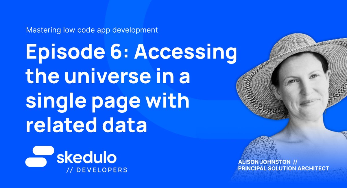 Episode 6 of Mastering low code app development is here!😍

Alison is back to show you how to access the universe in a single page 🌌 by showing related data.

Take a read of her post here: skd.io/efe8u