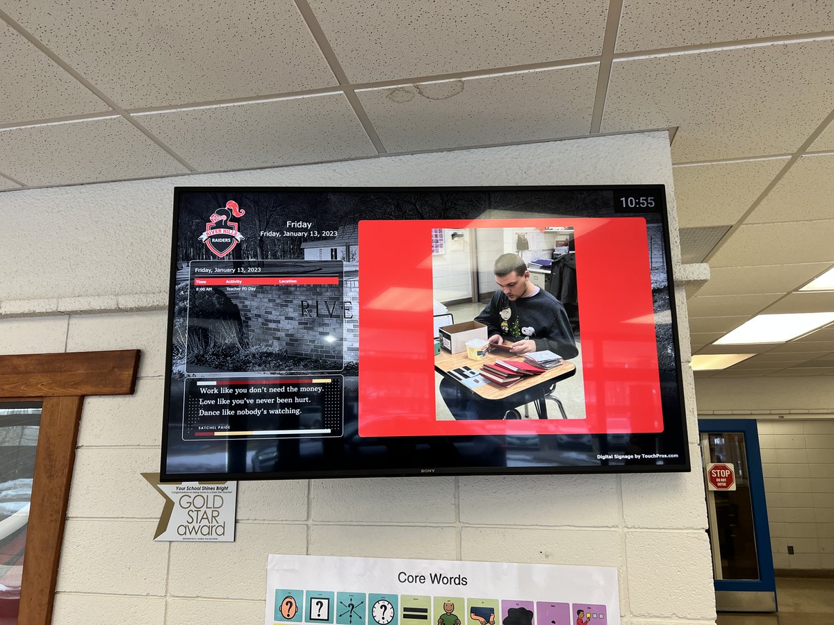 Announcements, current event photos, calendar integration, inspirational quotes. All with web-based software so you can easily update the information!
@CentralRivers 

Contact Adam DeJoode at adam@varsitygrp.com for all your Iowa signage needs!
#CRAEA #IowaSchools