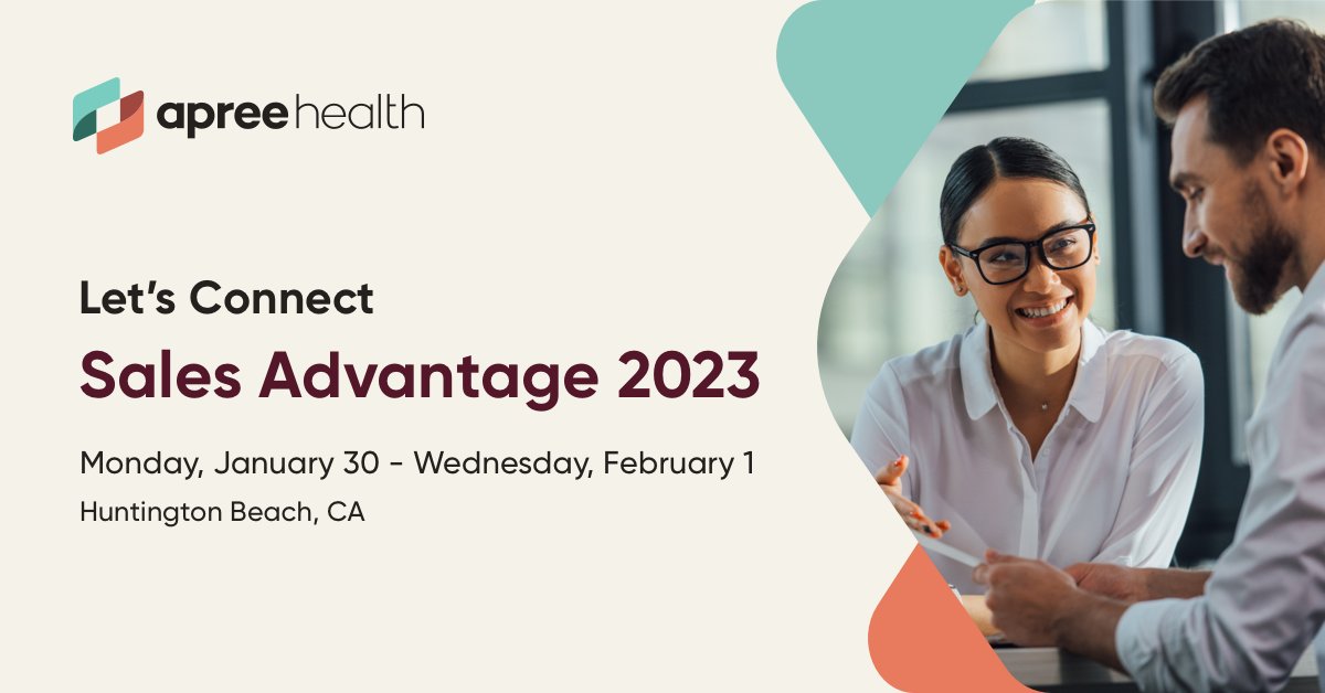 apreehealth's tweet photo. Will we see you in one week at Sales Advantage 2023? We hope so! Swing by the apree health booth (#105)—we’d love to chat with you and share how we’re transforming lives through better health: https://t.co/S2rCEGnxSi https://t.co/BVhdKKcr5V