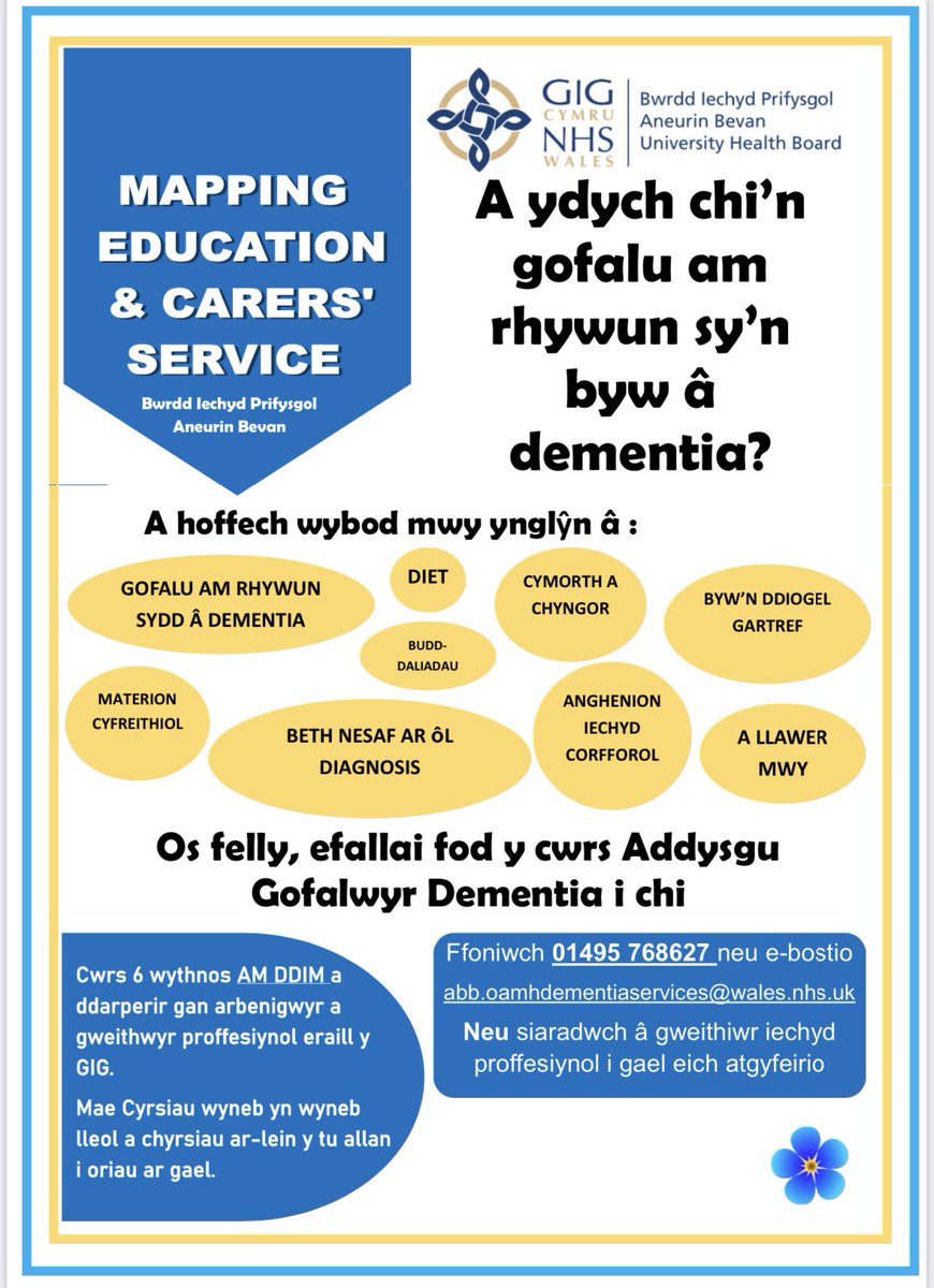 MECS are pleased to announced Dementia Carer Education Courses are available to carers of people living with dementia within ABUHB areas. Face-to-face courses are offered in a variety of locations. As well as online and out-of-hours courses. Contact us for information!