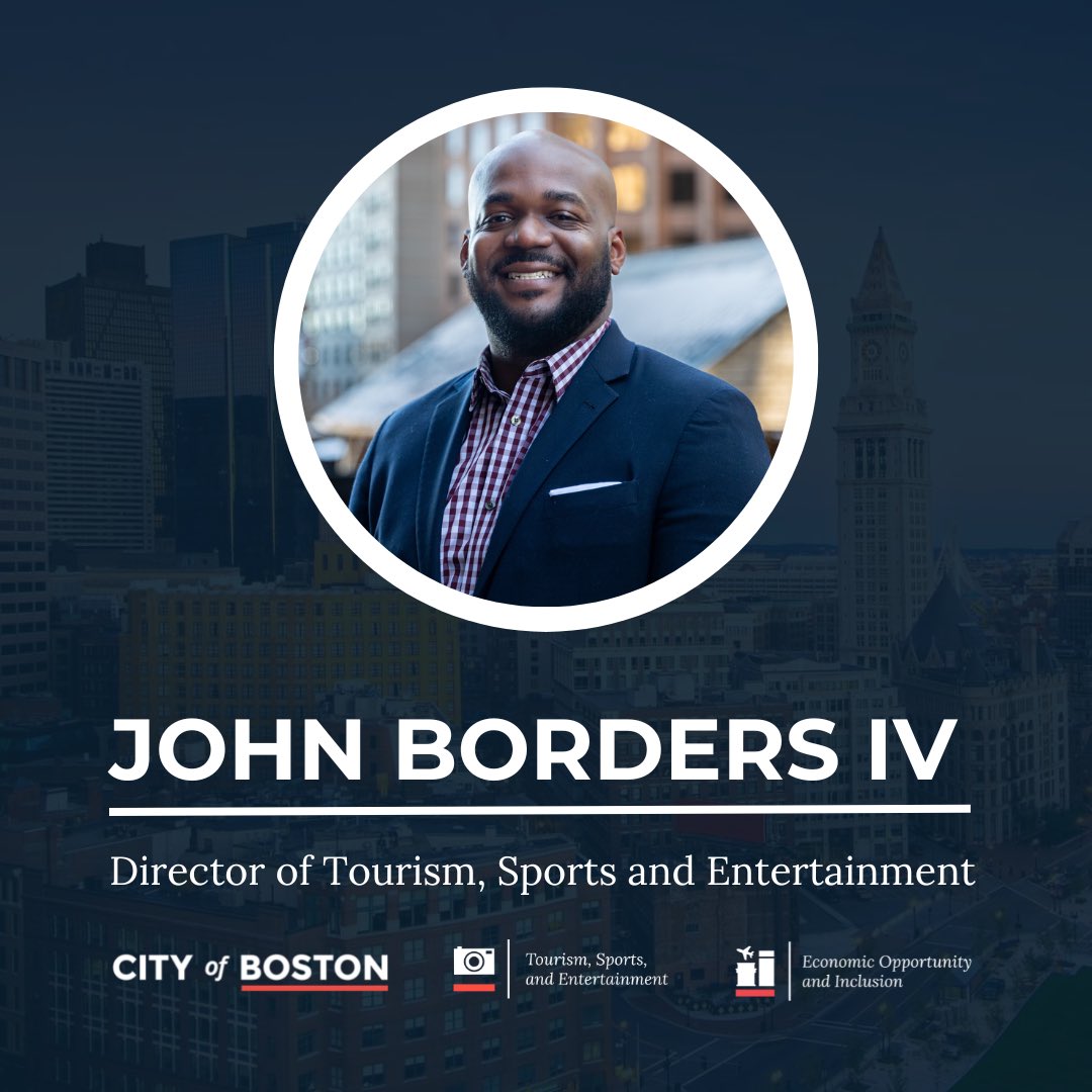 Today we are excited to announce that John Borders IV will serve as the new Director of Tourism, Sports and Entertainment! 

A Dorchester native, Borders IV will help to advance the department’s new vision of creating a more welcoming City!