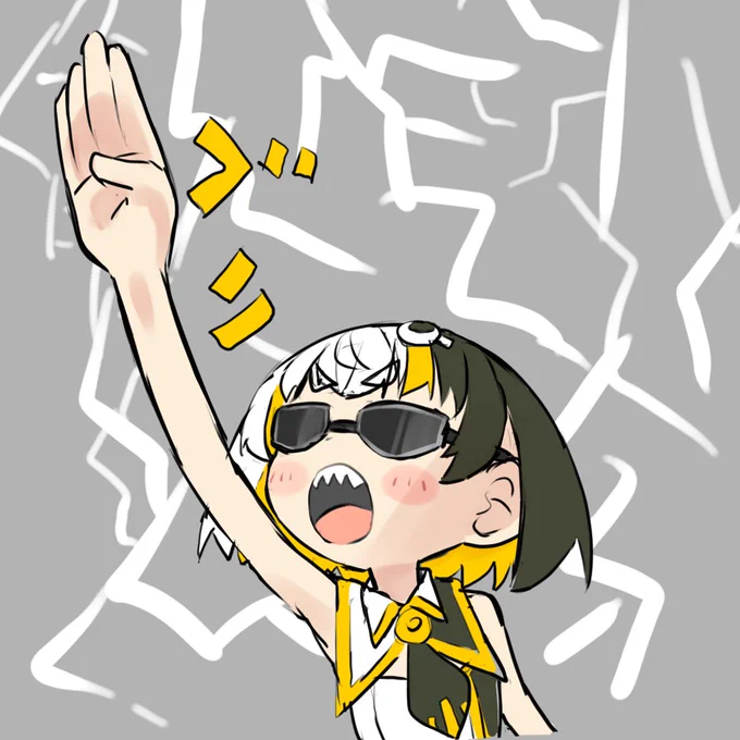 今日突発的に描いた決闘開始の宣言をする鰤ちゃん 