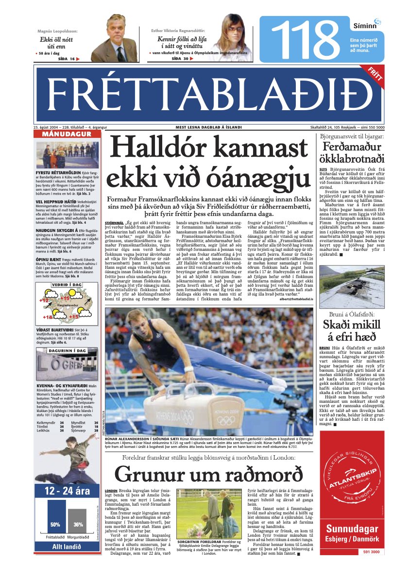 Hafið þið einhvern tímann velt því fyrir ykkur hvaða blað kötturinn í Triumph of a Heart er að lesa? ('I should buy a boat' kötturinn)

Kisi hefur verið að glugga í Fréttablaðið frá 23. ágúst 2004 með morgunbollanum.