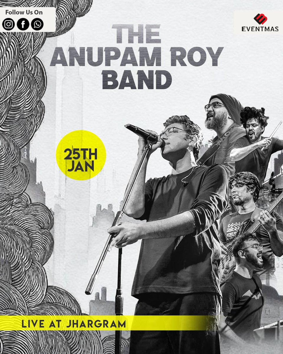 EventmasIndia's tweet photo. Event Update :
The @aroyfloyd Band Performing Live tomorrow at Jhargram !
.
.
#Eventmas #Tarb #AnupamRoy #TeamEventmas #EventmasExclusive #TalentManagement #Live #WeCreateYouCelebrte https://t.co/lB1wwAhOu0