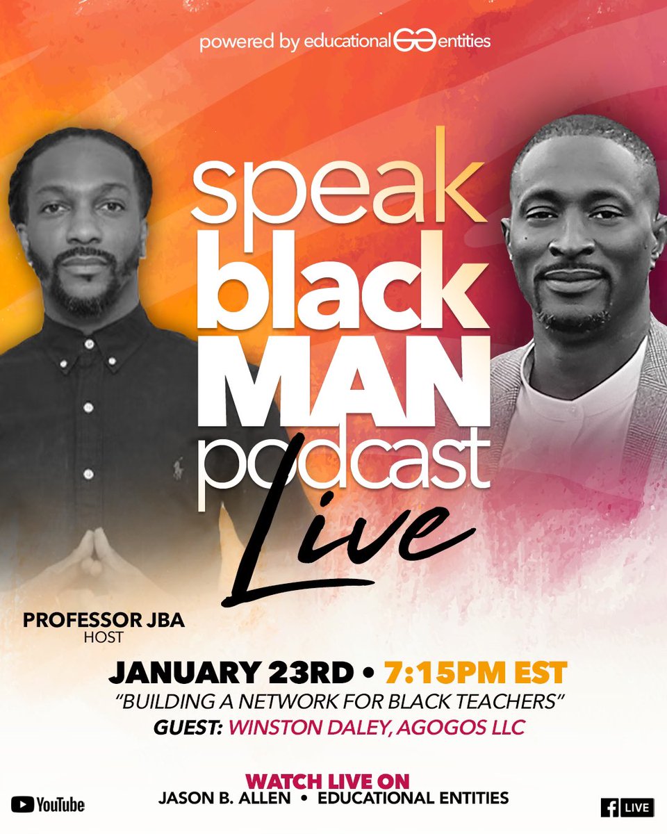 Speak Black Man Season III is 🔥 already. Y’all say it’s a teacher crisis but we believe it’s an opportunity to build a network for Black teachers. Get connected 🔗 youtube.com/@educationalen… #SpeakBlackMan #podcast #teachers #WeNeedBlackTeachers #edchat #BMEsTalk #ProfessorJBA  📝