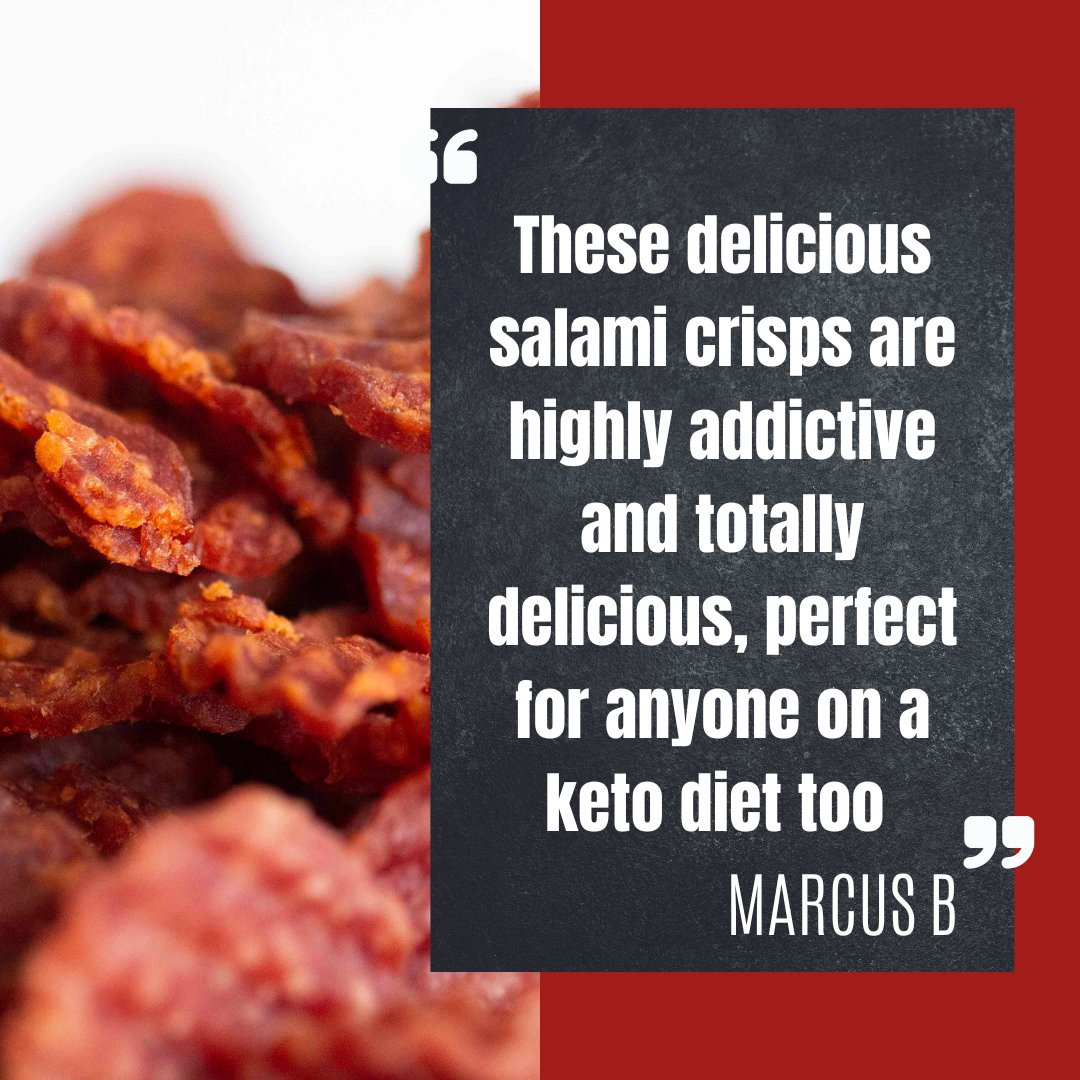 Trying out a keto diet for the new year? 

Then you’re going to want some fantastic snacks to keep you going - crunchy and filling!

#ketofriendly #ketosnacks #ketocarnivore #bestketosnacks #salamicrisps #meatsnacks #meatsnacksuk #ketofriendlysnacks