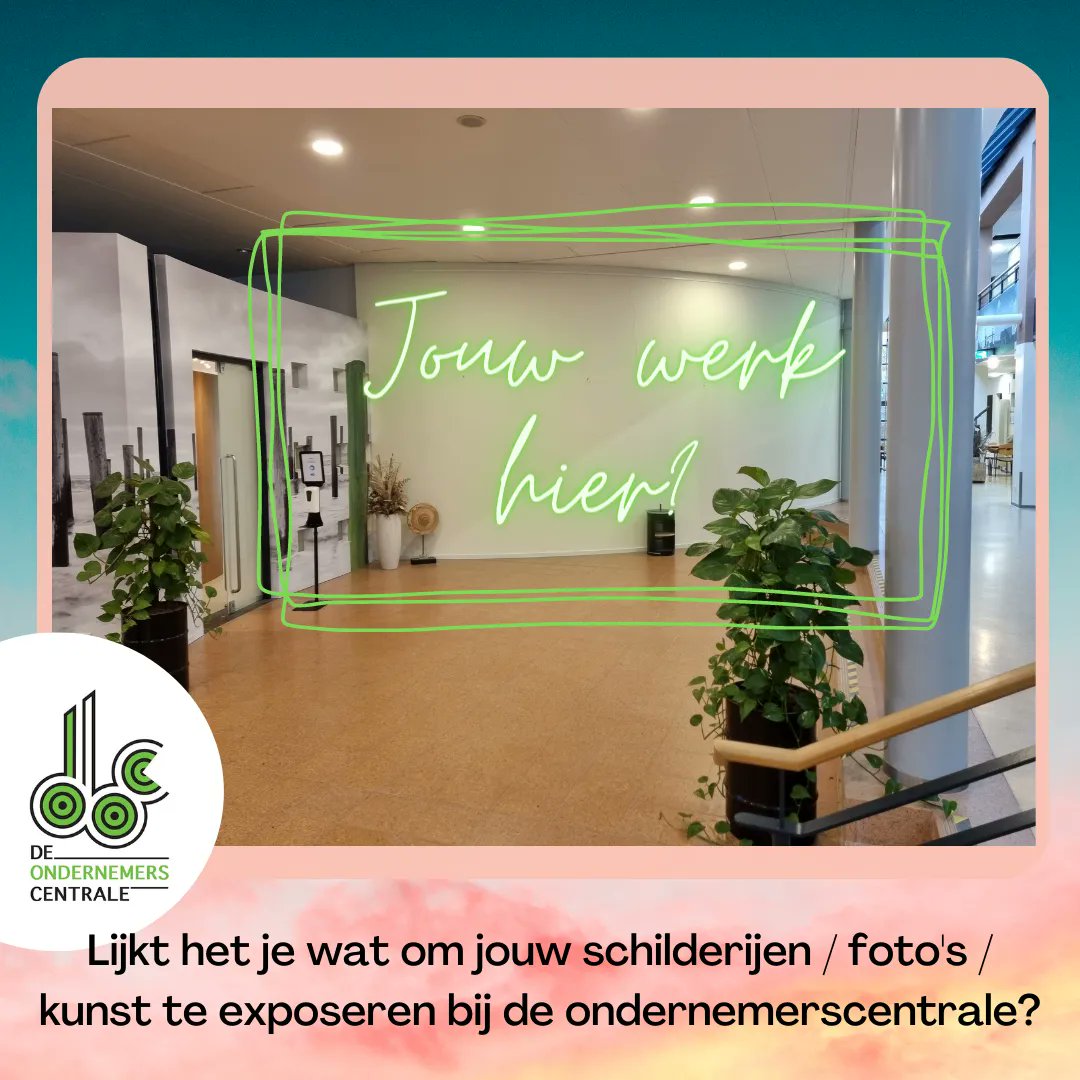 Ben of ken jij de KUNSTENAAR die wilt exposeren in een dynamisch gebouw met veel doorloop?
Neem dan eens contact op met DOC, misschien hangt jouw werk hier binnenkort aan de muur!

📧 majsa@deondernemerscentrale.nl
☎️ 06-13354086 
🌍 deondernemerscentrale.nl