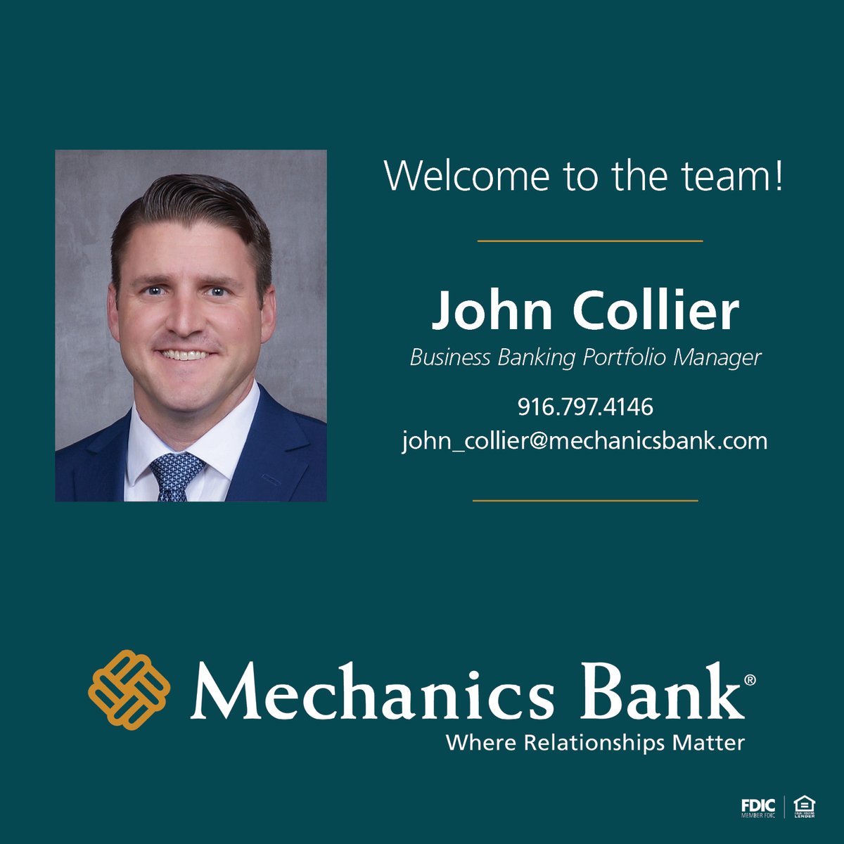 Mechanics Bank on Twitter "We’re excited to John Collier to