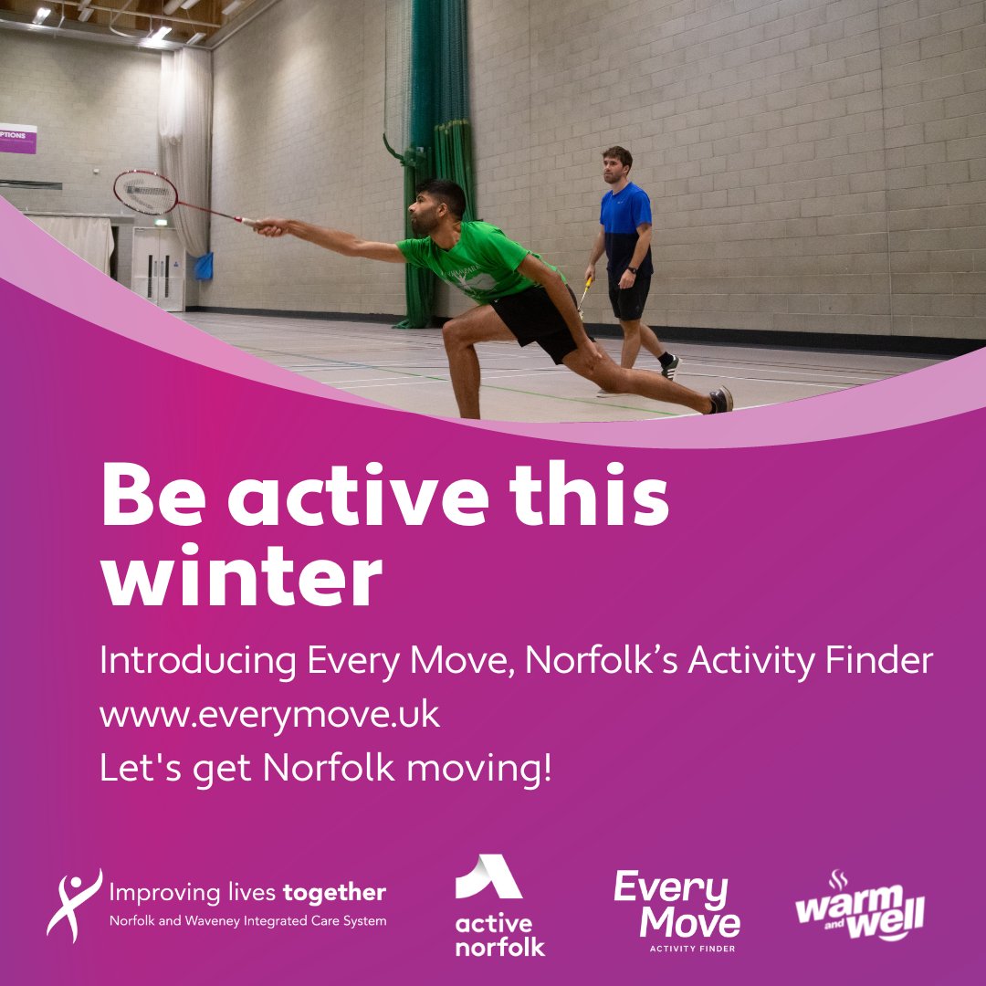 Let's get Norfolk moving! <a href="/ActiveNorfolk/">Active Norfolk</a>'s activity finder has a range of classes you can participate in to keep fit and healthy this winter. Enjoy movement and find what works for you: ow.ly/BTAW50Mz2wB <a href="/NorfolkCC/">Norfolk County Council</a>