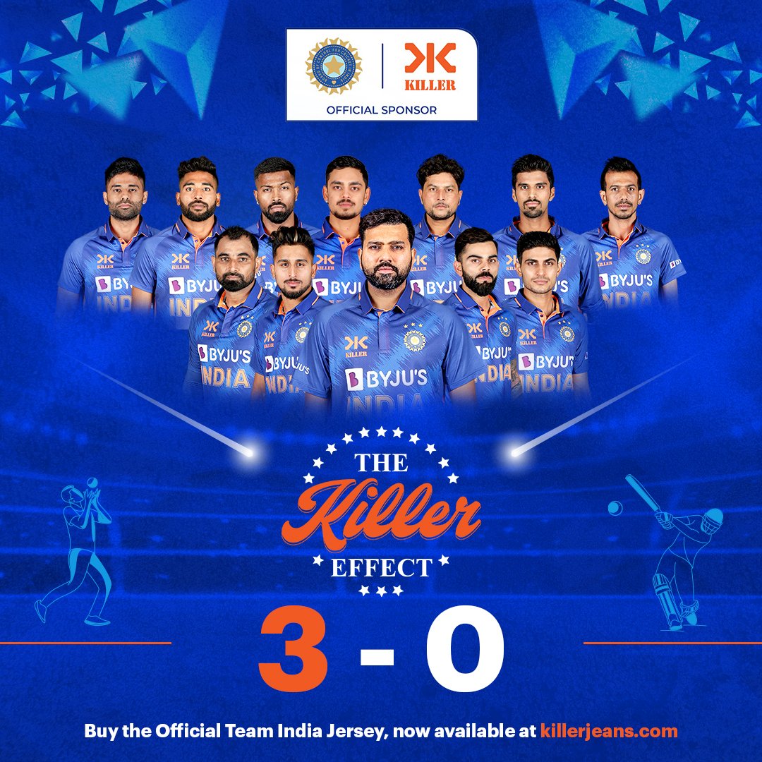 Killer_jeans's tweet photo. Team India has done it again with a Killer End to the series.

To become proud owner of Team India Jersey do visit https://t.co/s3eGHiOsFV

#KillerJeans #ThisIsUs #KillerEffect #SeriesWinner #BCCI #OfficialPartner #OfficalSponsor #KillerFinish #ViratKholi #ShubmanGill https://t.co/K57uV2v2Vt
