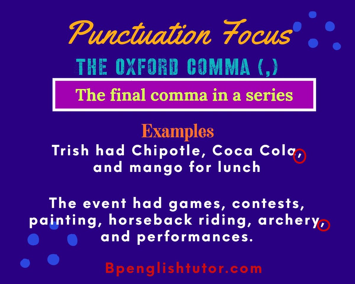Punctuation Focus: The Oxford Comma
#homeschooling #mom #dad #teachingchildren #teachingenglish #stayathomemom #tutoringmychild #helpingmychild #parenting #parents #English #learningenglish #englishstudent