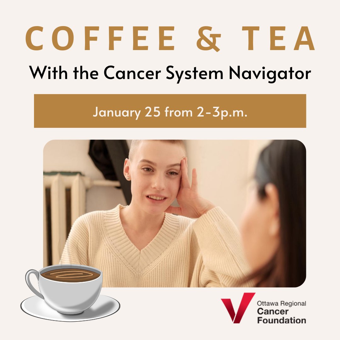 If you have questions or need support, stop by the Ottawa Cancer Hub and enjoy a cup of tea or coffee ☕️ with one of our Cancer System Navigators. We’re hosting a drop-in session tomorrow (January 25) from 2-3p.m. for those living with cancer and their caregivers.