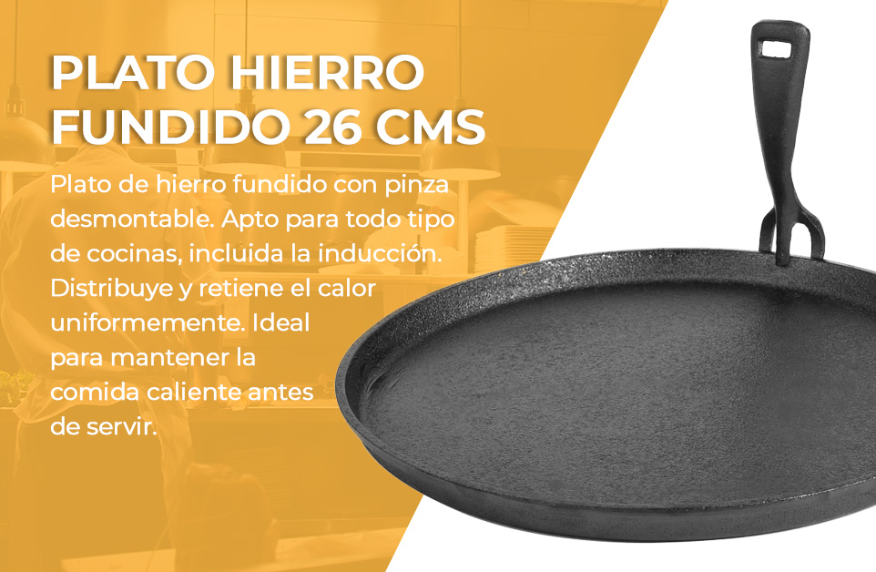 FElHorreo's tweet photo. PLATO HIERRO FUNDIDO 26 CMS
Plato de hierro fundido con pinza desmontable. Apto para todo tipo de cocinas, incluida la inducción. Distribuye y retiene el calor uniformemente. Ideal para mantener la comida caliente antes de servir.
https://t.co/zffsalS1Rb
#FElHorreo https://t.co/Os0qmtzpas