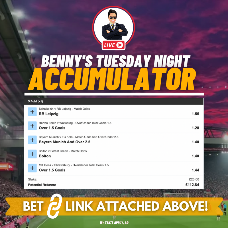 Benny’s Betting Tips on Twitter "🚨TUESDAY ACCA IS LIVE! Bet link