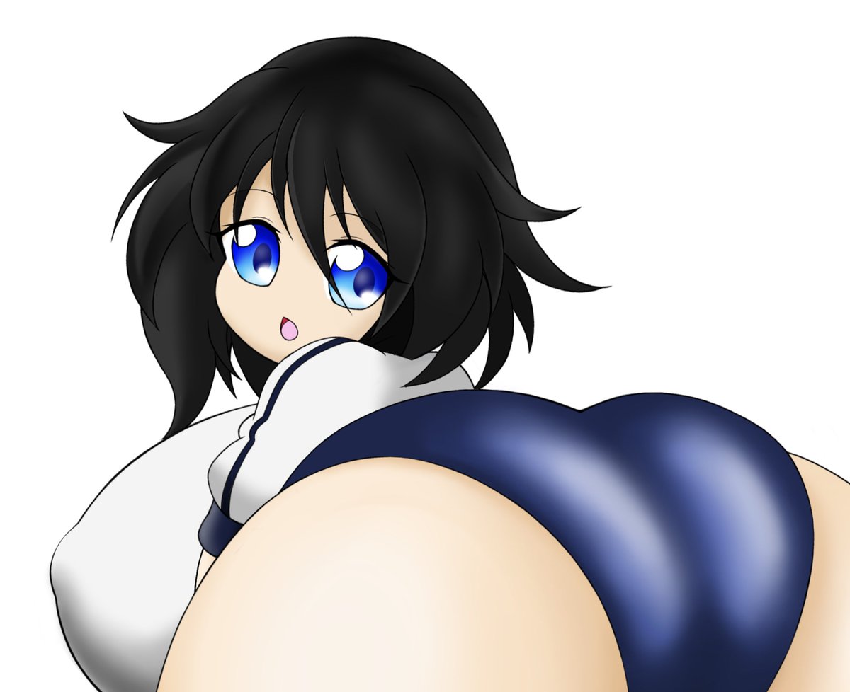 1girl ass black hair blue buruma blue eyes breasts buruma  illustration images