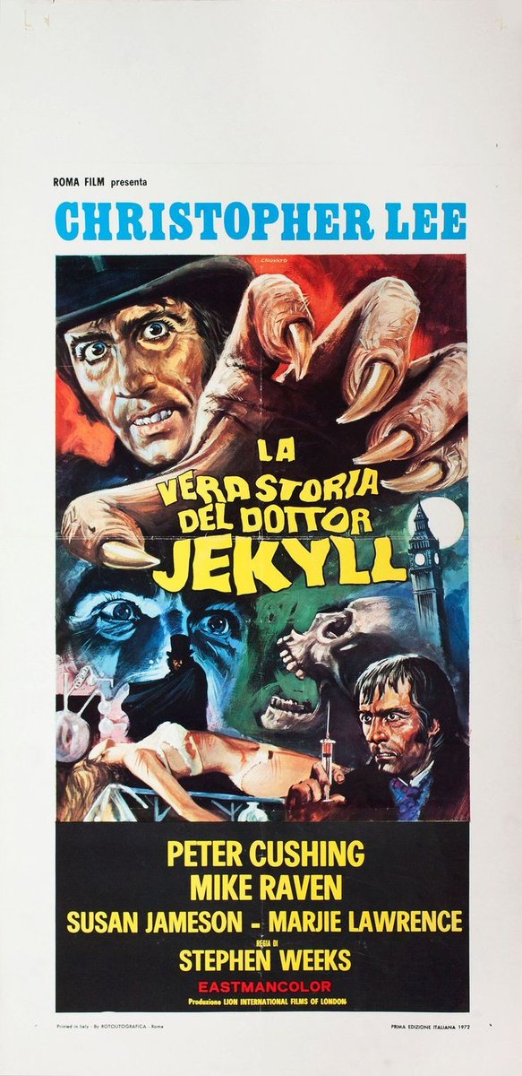 TheFilmFair's tweet photo. Italian movie poster for #IMonster (1971 - Dir. #StephenWeeks) #ChristopherLee #PeterCushing #MikeRaven https://t.co/R4vcTXHtvb