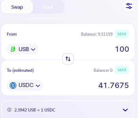 Crypto_Investor's tweet photo. @gguoss @soswap_finance
Hey. On https://t.co/21Nr12TuXC 1 $USB is worth about $0.42 USDC (same for USDT, BUSD). 
It also causes unrealistic prices on Info subpage, like $PCX = $1.21 (right now) etc., cause you pegged $USB price to $1.
Please fix it. https://t.co/nUA35k3Ojp