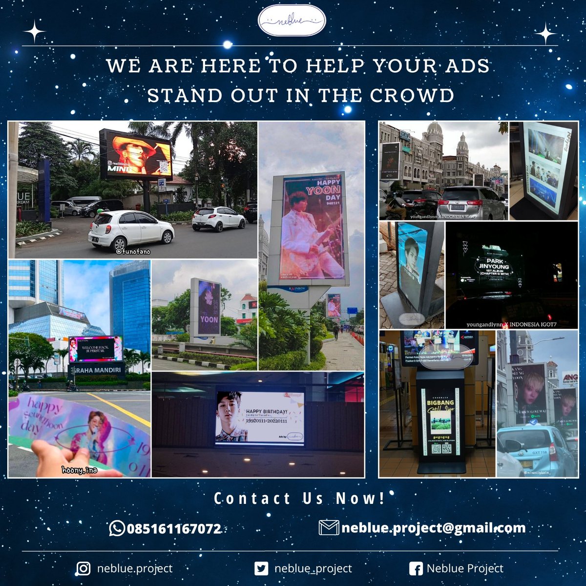 neblue_project's tweet photo. ✨ Pasang Ads/iklan/promosi lewat LED Videotron harga mulai dari 500-ribuan! ✨

Lokasi ada di berbagai kota ; Jkt, Bogor, Depok, Tangerang, Bekasi, Bdg, Medan, Tasikmalaya, Tegal, Subang, Garut, Serang, Pandeglang, Sby juga di stasiun di wilayah Jkt, Jabar, Jateng, Jogja, Jatim https://t.co/kcUoixgTdj