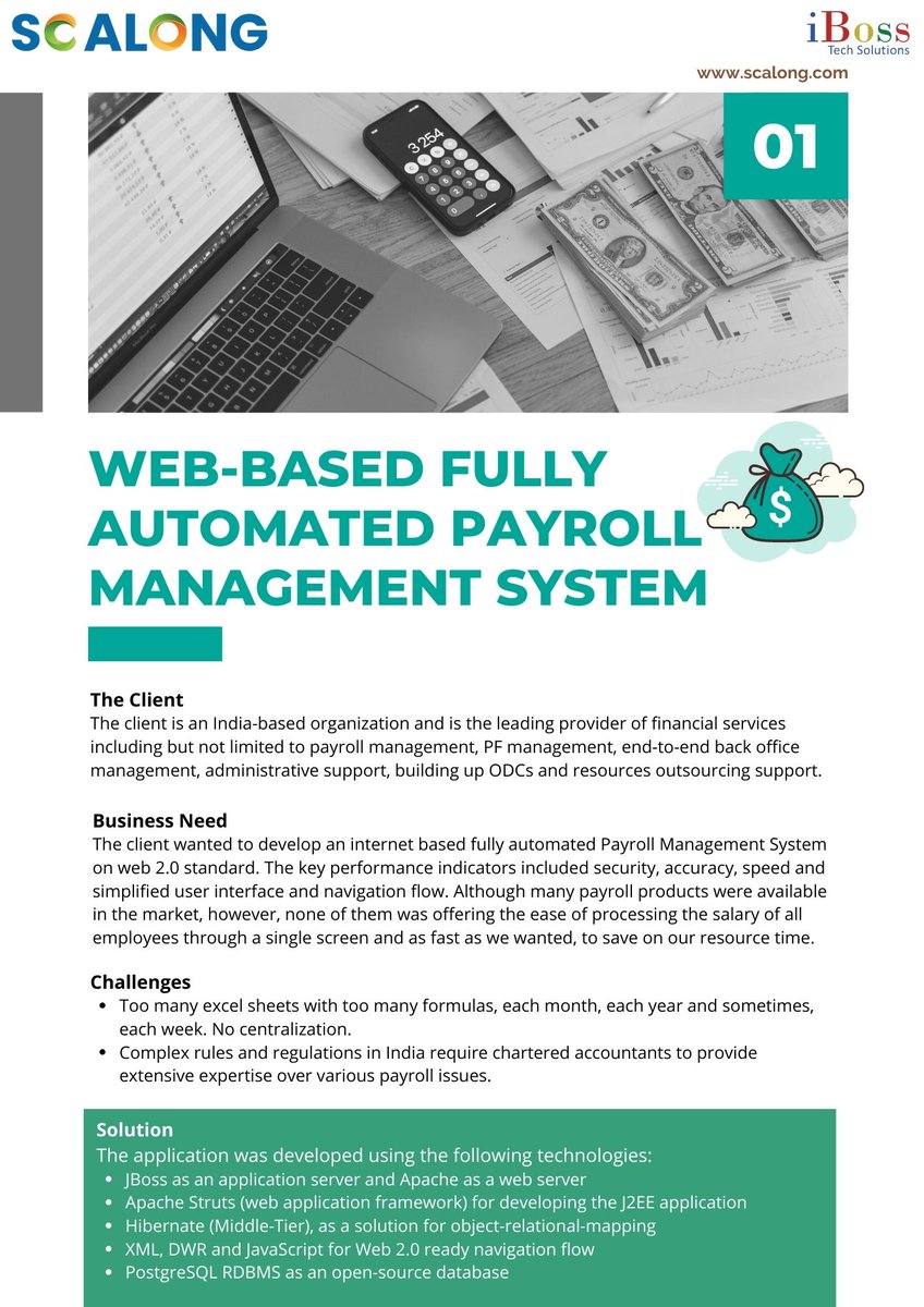 Scalongpltd's tweet photo. Scalong | iBoss Tech developed a centralized payroll platform, highly secured application with a range of technologies processing a hundred pay slips on an average of a minute.
sales@ibosstechsolutions.com
--
#softwaredevelopment #automation #casestudy #payrollmanagementsystem https://t.co/yp5ftt6LXU