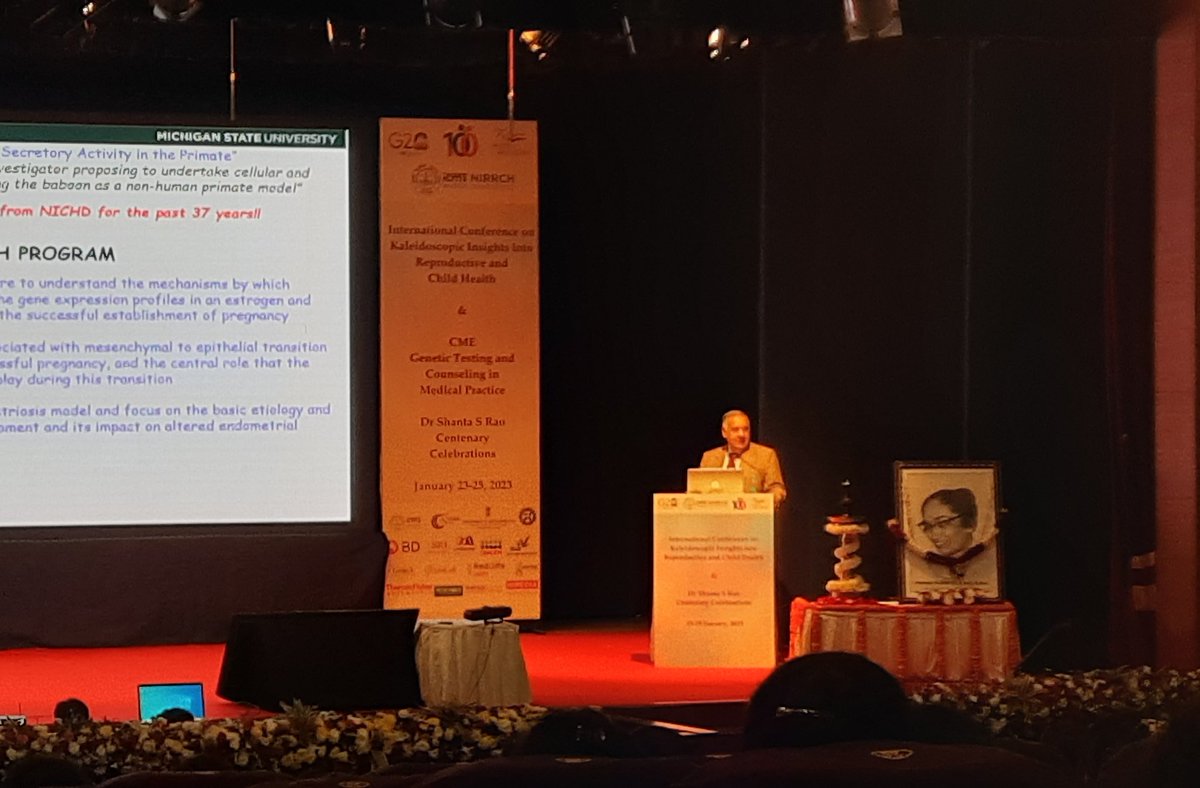 Krutika2611's tweet photo. Mesmerized by listening to the scientific journey of Prof. Asgi Fazleabas @icmrnirrh organized conference #ICKIR. Met another @FIRbees https://t.co/f7BTk4Lj0l