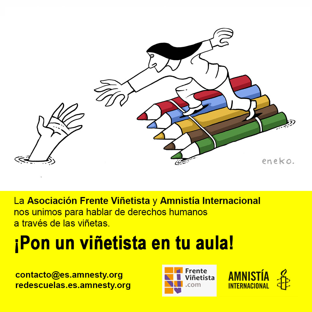 amnistiaespana's tweet photo. Viñetas al Poder: ¡Organiza un taller en tu centro educativo con el @FrenteVinetista
 y Amnistía Internacional! Tienes toda la info en el siguiente enlace 👉 https://t.co/GPeRl1V20W 

Viñeta de @enekohumor 

#DíaInternacionaldelaEducación https://t.co/2JMGXyJNiZ