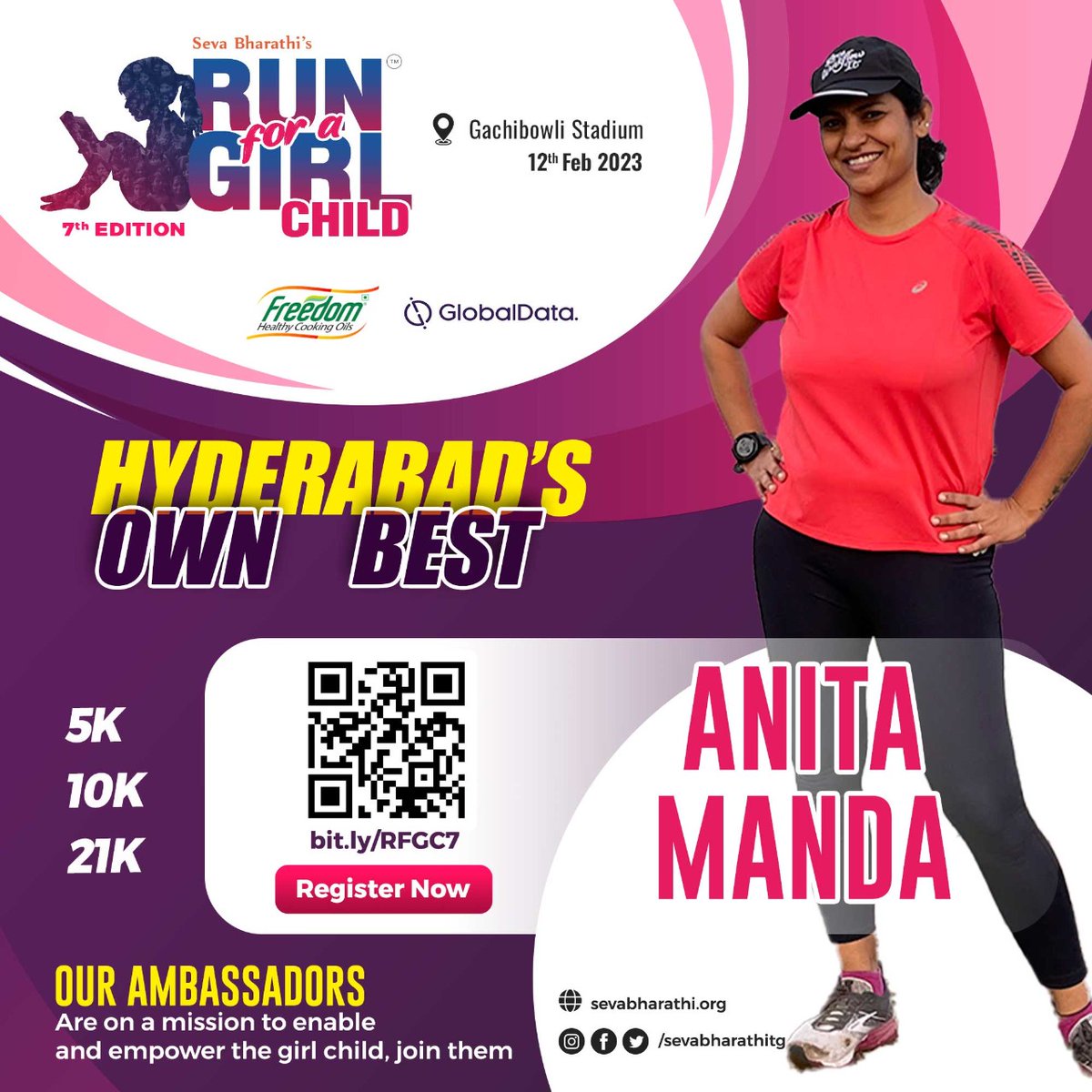 sevabharathitg's tweet photo. #RunForAGirlChild grows & thrives through our #RunAmbassadors
#AnitaManda is passionate about running, a campaigner for girl child education & always brought a positive vibe to run.
Come join them @ https://t.co/Po35RP664q
#SevaBharathi @freedomoil_in @globaldataplc https://t.co/opgx2PseqG