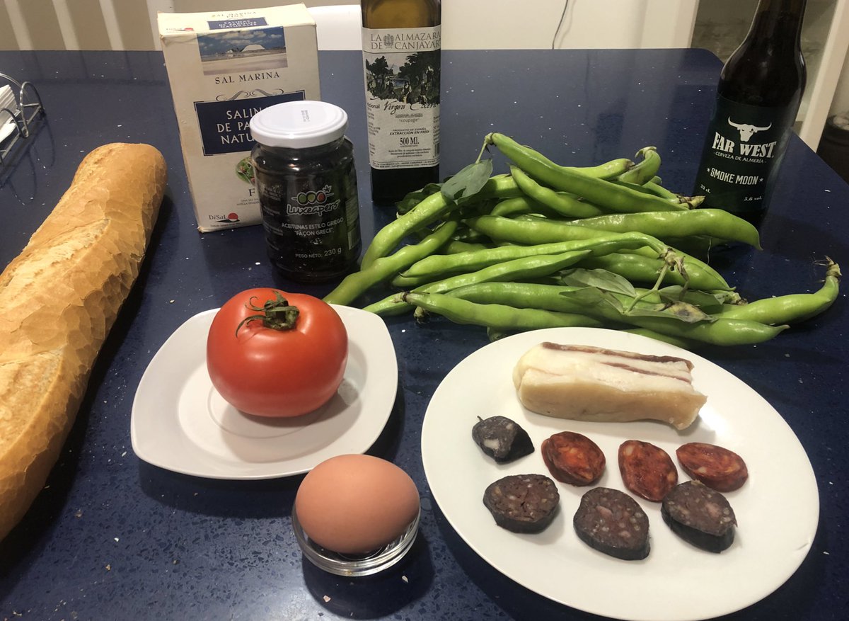 JoseMBretones's tweet photo. Huevo de #Pechina, morcilla y tocino de #Serón, chorizo de #Campohermoso, sal del #cabo, habas de #Lucainena, tomate de #LaCañada, aceite de #Canjáyar, aceitunas de #Nacimiento, pan de #Níjar y cerveza de #Alboloduy. Lo de @saboresalmeria me lo monto en mi casa, sin ir a Madrid… https://t.co/G8Fu33FsAg