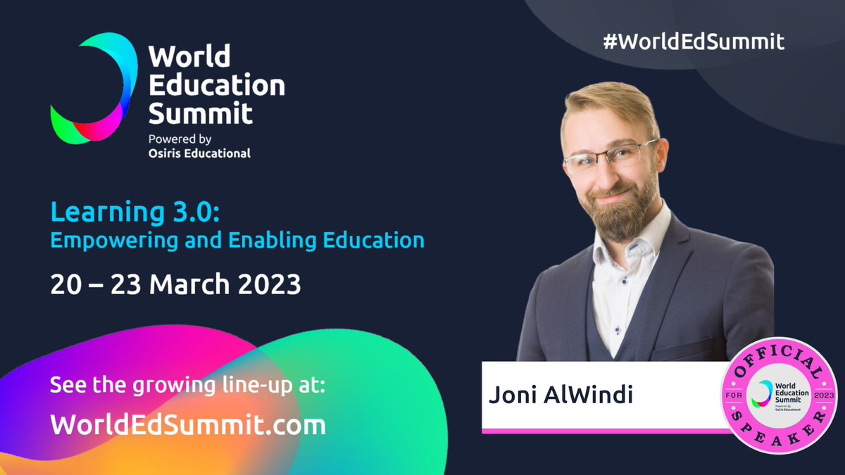 jonialwindi's tweet image. Speaker Year 2023, here we go! 
World Education Summit #WorldEdSummit bit.ly/3X5tE8t
#learning3 #web3 #pedagogical #edtech #digital #world